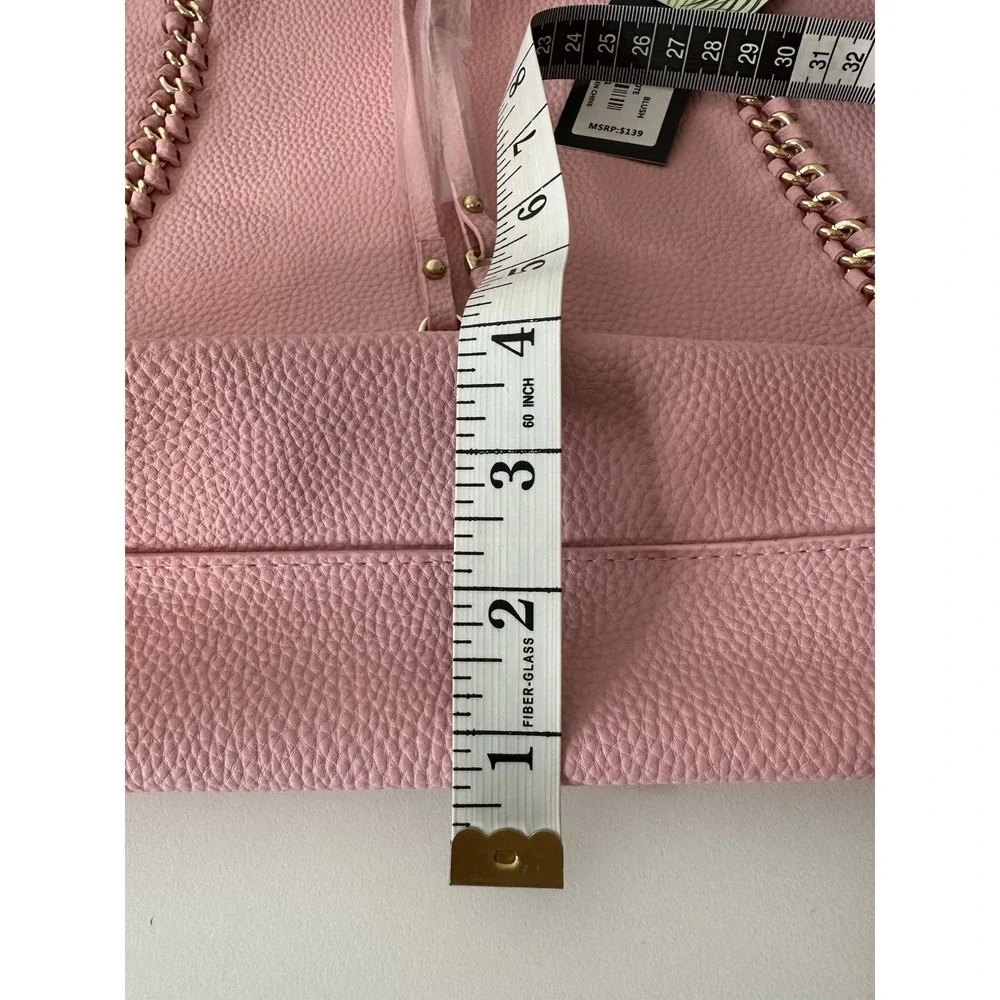 New Badgley Mischka Tote Bag Pink Large Vegan Leather Glam Designer coquette‎